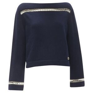 Chanel cashmere chain trim boat neck sweater